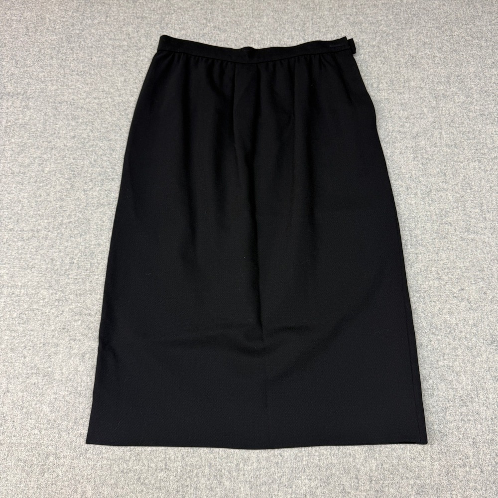 Valentino Boutique Pencil Midi Skirt Black Textured Crepe Side Button Designer